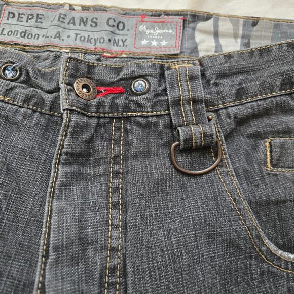 Vintage Pepe Jeans London Jeans Size 36x33 Gray Denim Camo Pocket Y2K Baggy Fit - Picture 14 of 14